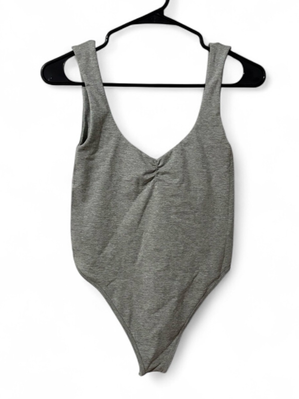 Forever 21 Gray Heather V Neck Thong Bodysuit Size Medium Like New
